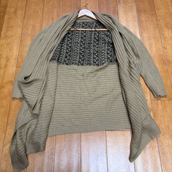 Albinaas Alpaca Womens Handmade Open Front Waterfall Brown Cardigan Size XS Peru - Picture 9 of 12